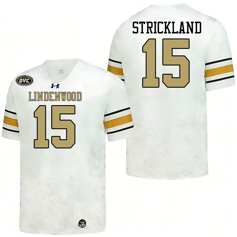 Lindenwood Lions #15 Sanjay Strickland College Football Jerseys,Uniforms-White